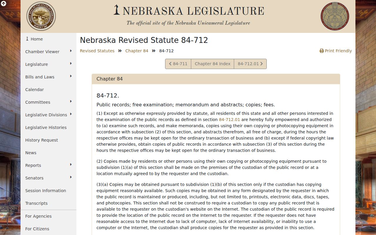 Nebraska public access law governing Bellwood criminal records