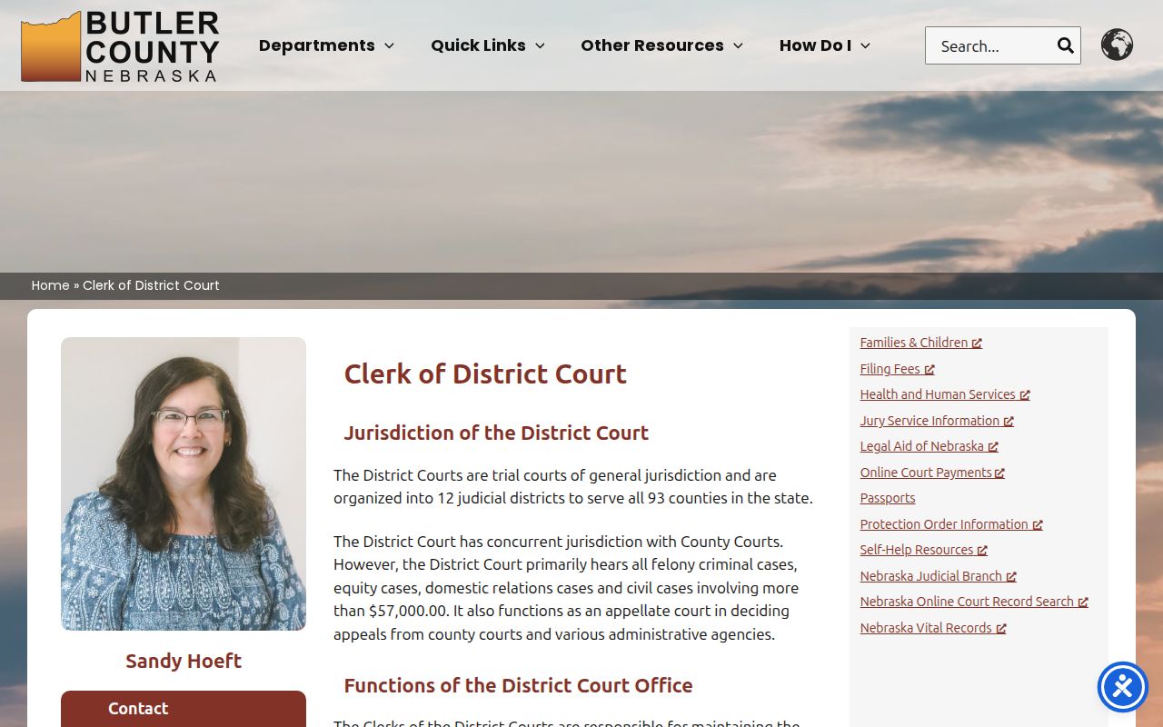 Butler County criminal court cases District Court clerk access