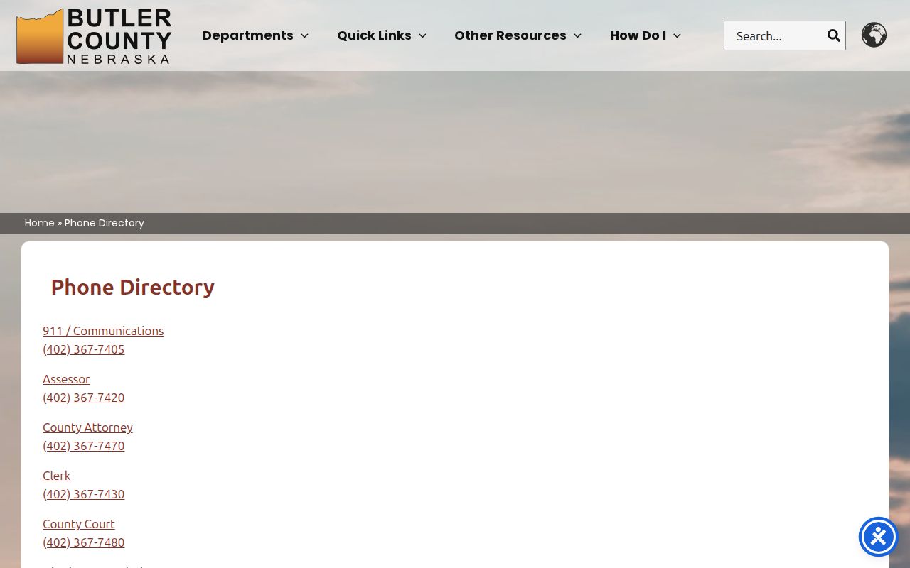 David City criminal records counter contacts in the Butler County directory