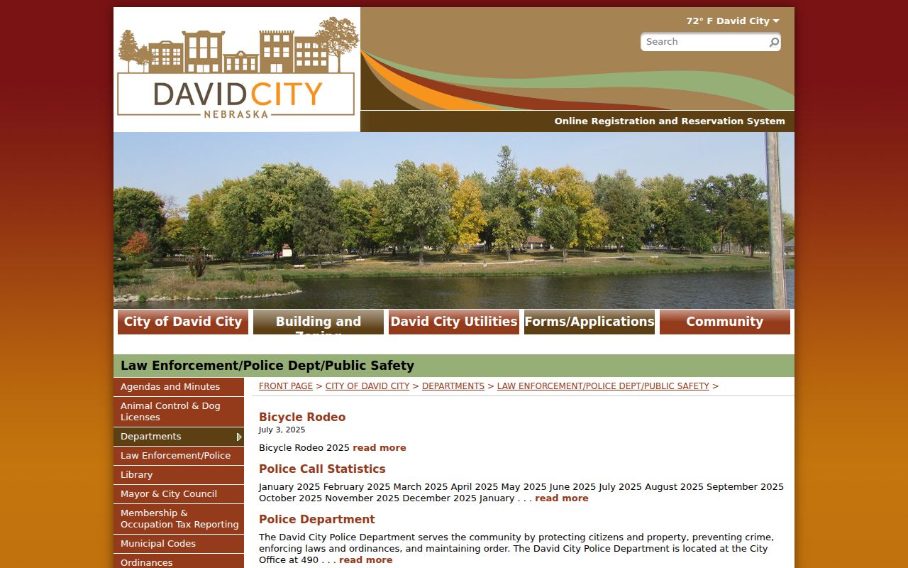 David City criminal records information on the police public safety page