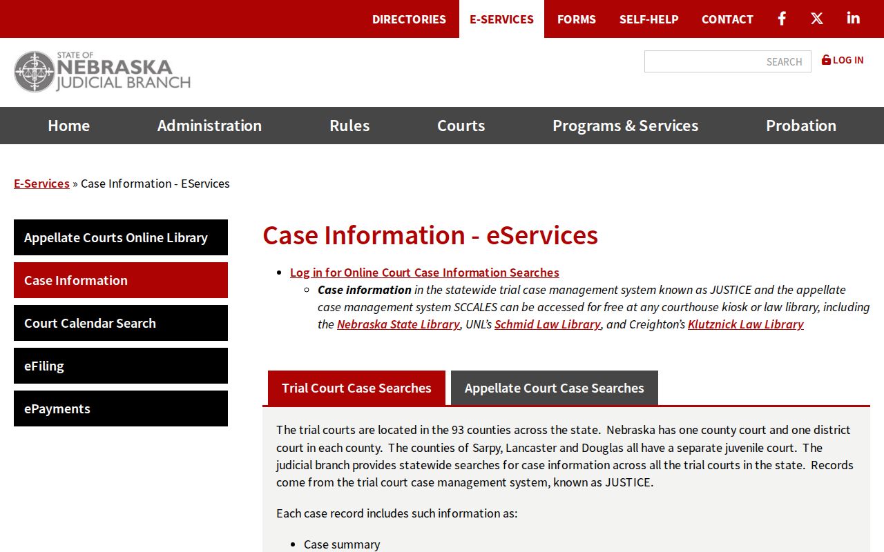 Butler County criminal court records JUSTICE search options
