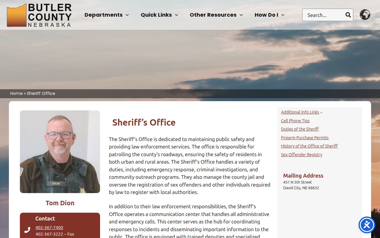 Butler County arrest records sheriff and jail information